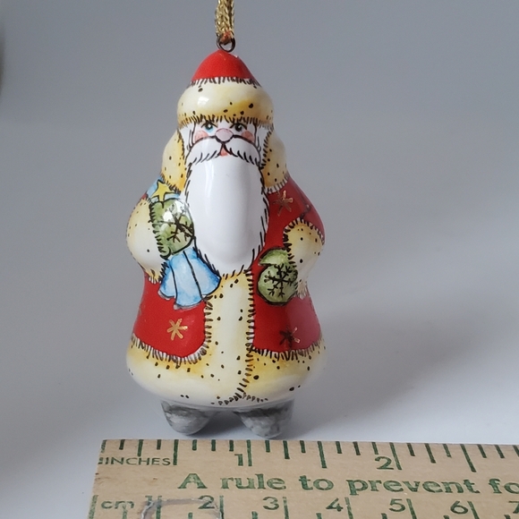 Handpainted Santa Ornament Handmade in Russia Vintage Ceramic Christmas Decor - Picture 6 of 9